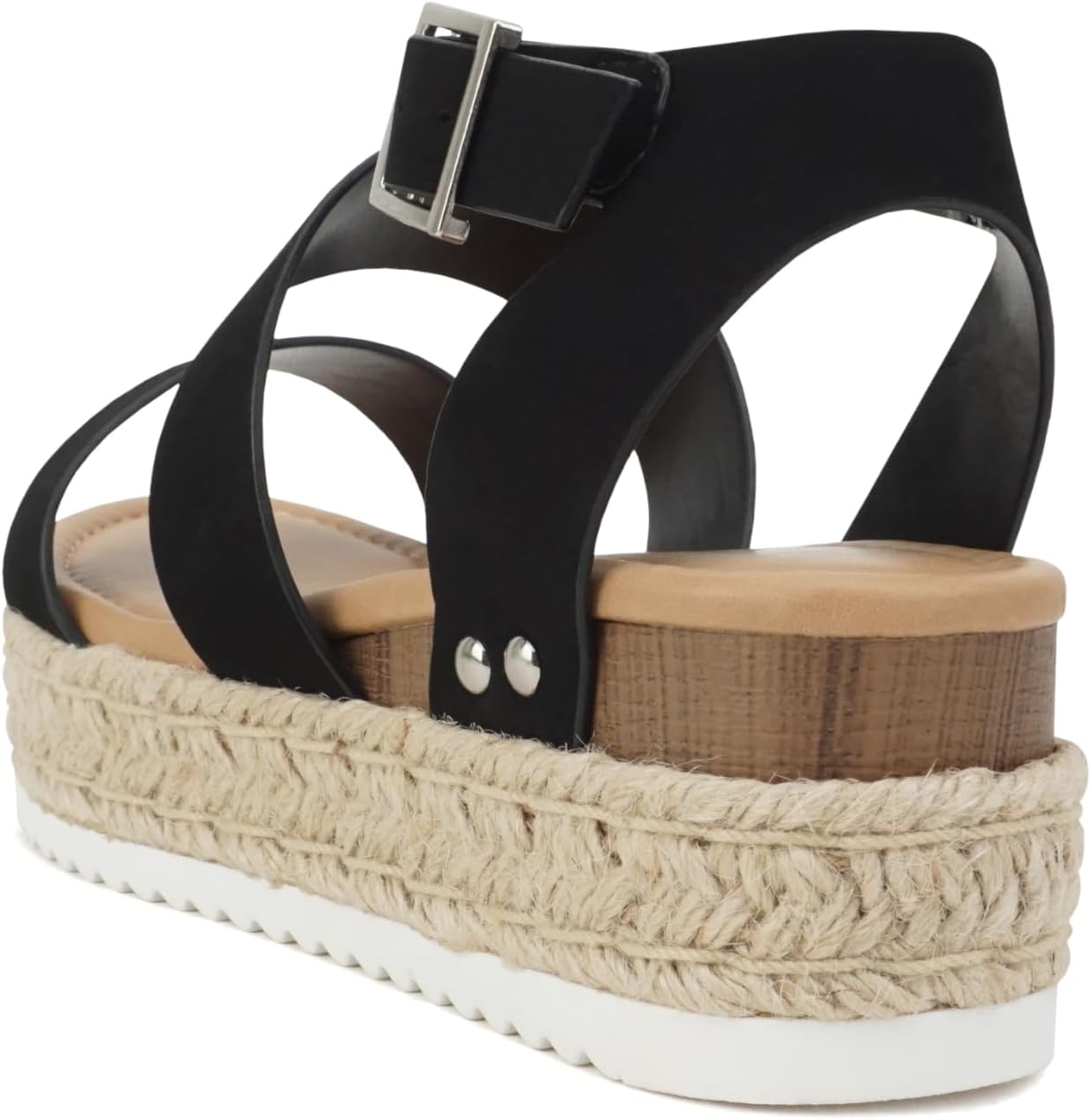Soda Top Shoe Bryce Open Toe Buckle Ankle Strap Espadrilles Flatform Wedge Casual Sanda - Image 3