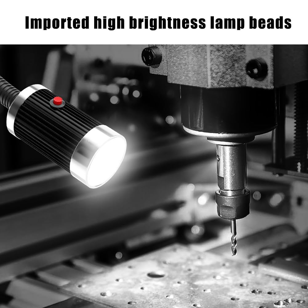 Światło robocze do obrabiarek, potężne światło magnetyczne, oświetlenie LED, światło do tokarki CNC, odpowiednie do frezarek, szlifierek, stołów warsztatowych (9W-24V, śrub)