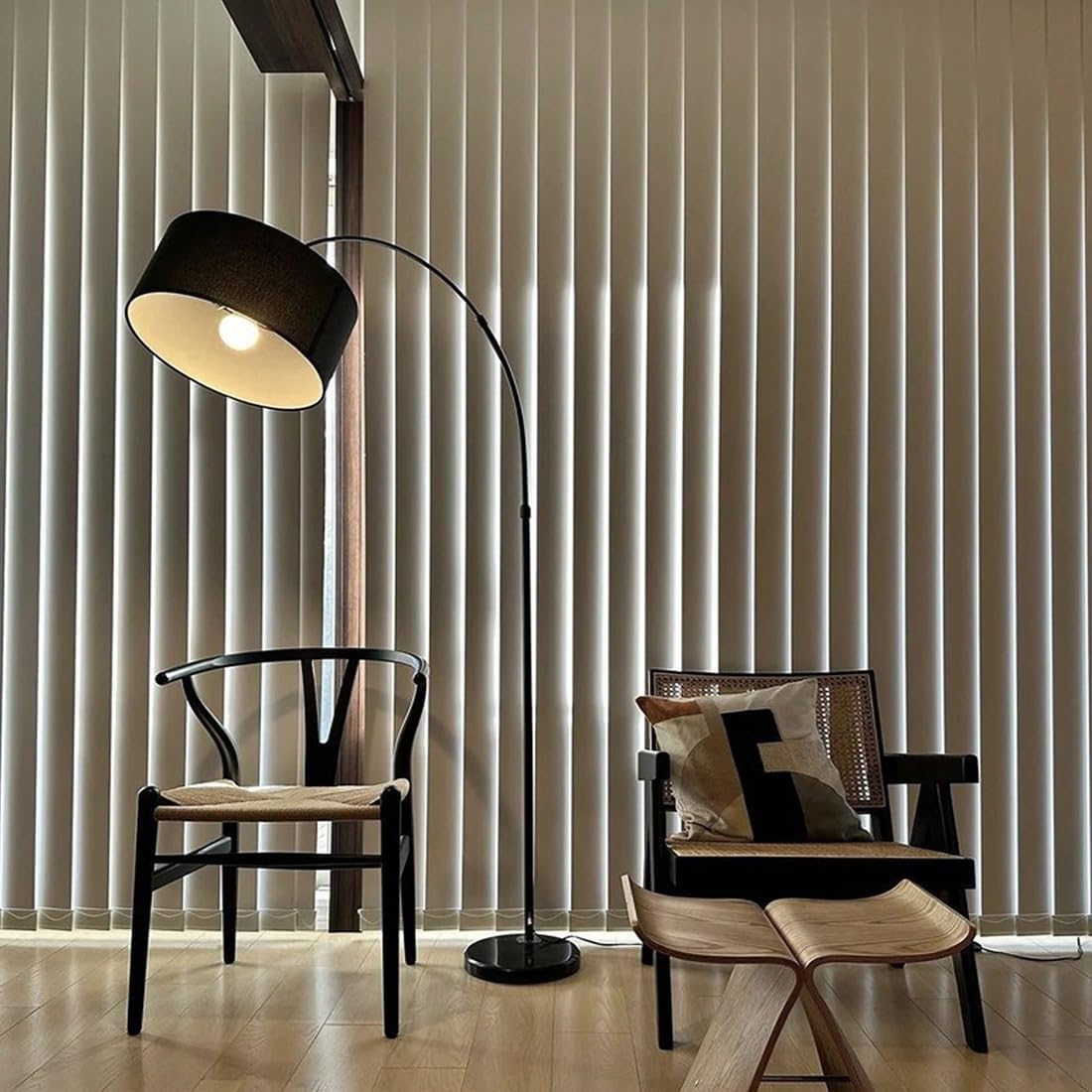 Vertical Blinds for Sliding Glass Door, Vertical Window Blinds Blackout, Sliding Door Blind for Big Patio Doors & Windows, 72 74 76 78 80 82" Room Darkening Fabric Shade, Cordless(Oyster White)