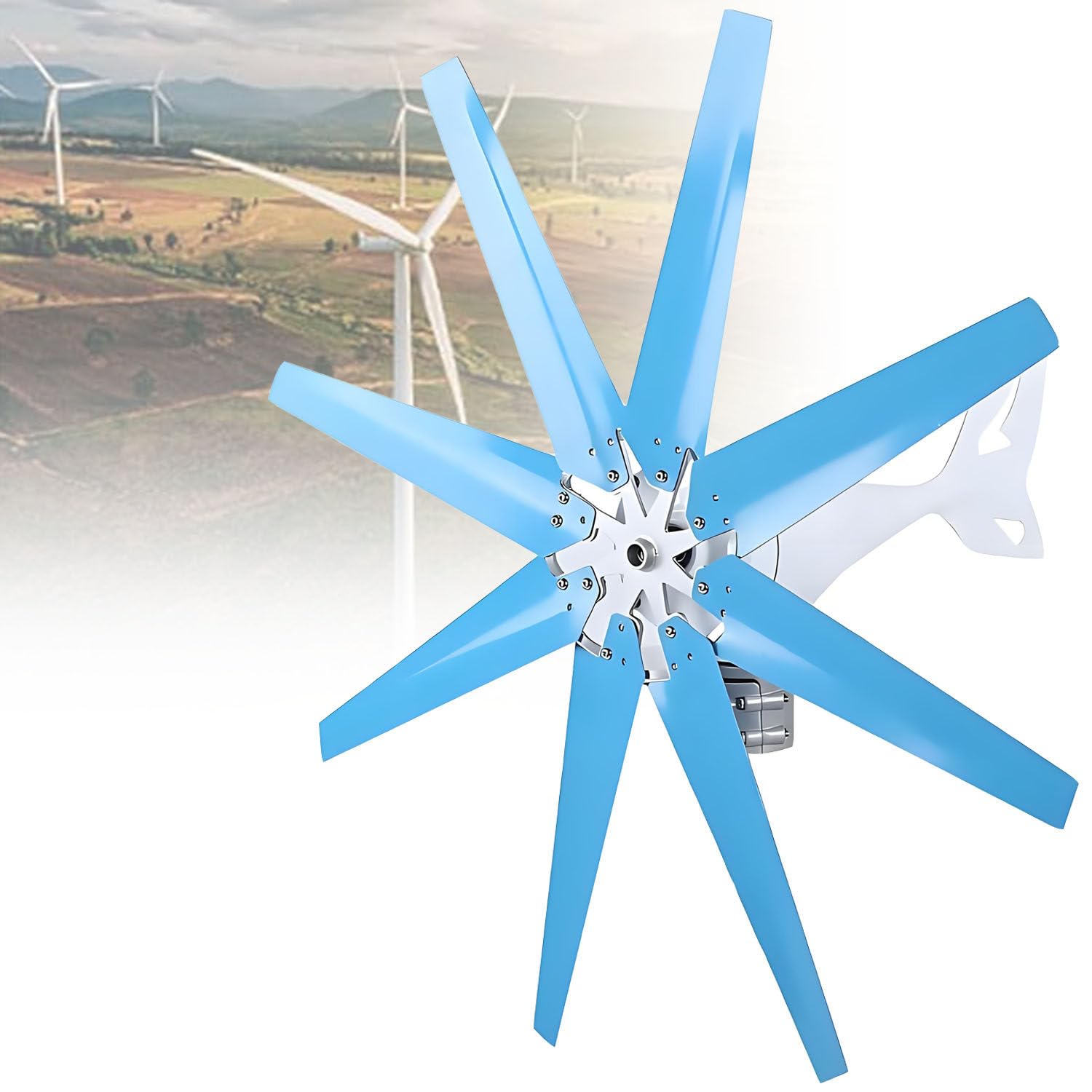 Kit de generador eólico de 20000 W, 12V-Blue | kit de aerogenerador de 8 palas con controlador de carga, kit de generador eólico con 8 palas, generador eólico de 8 palas