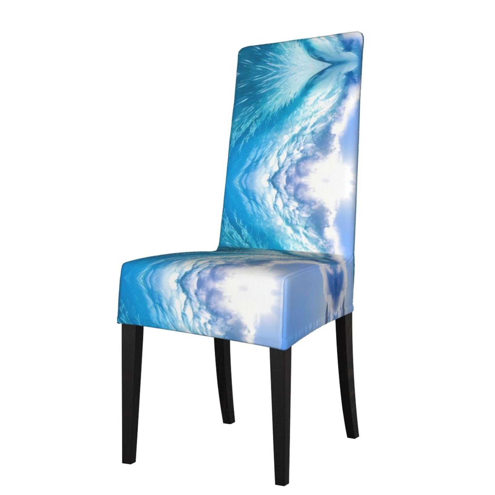 YYHWHJDE Ocean Waves Prints Protection Cover for Dining Chair – Stretchable Slipcovers for a Refreshing Dining Room Makeover