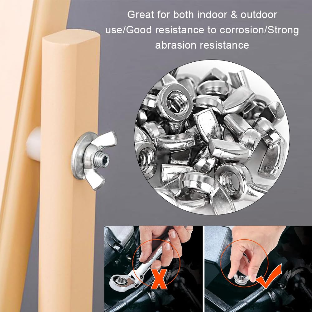 25 Pezzi Dadi ad Alette M8, Dado a Farfalla, Viti a Testa Zigrinata in Acciaio Inox per Fissaggio Fai da Te, Fasteners Hardware