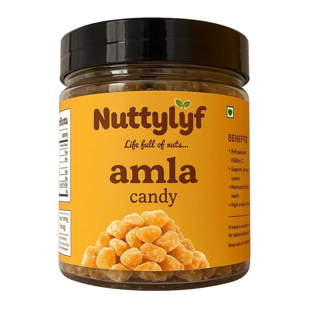 Nuttylyf Dry Amla Candy Best For Eyes, Hairs Low-Calorie Dry Fruit Snack And100% Natural, Rich in Vitamin C, Energy Booster (Pack of 250 Gm)