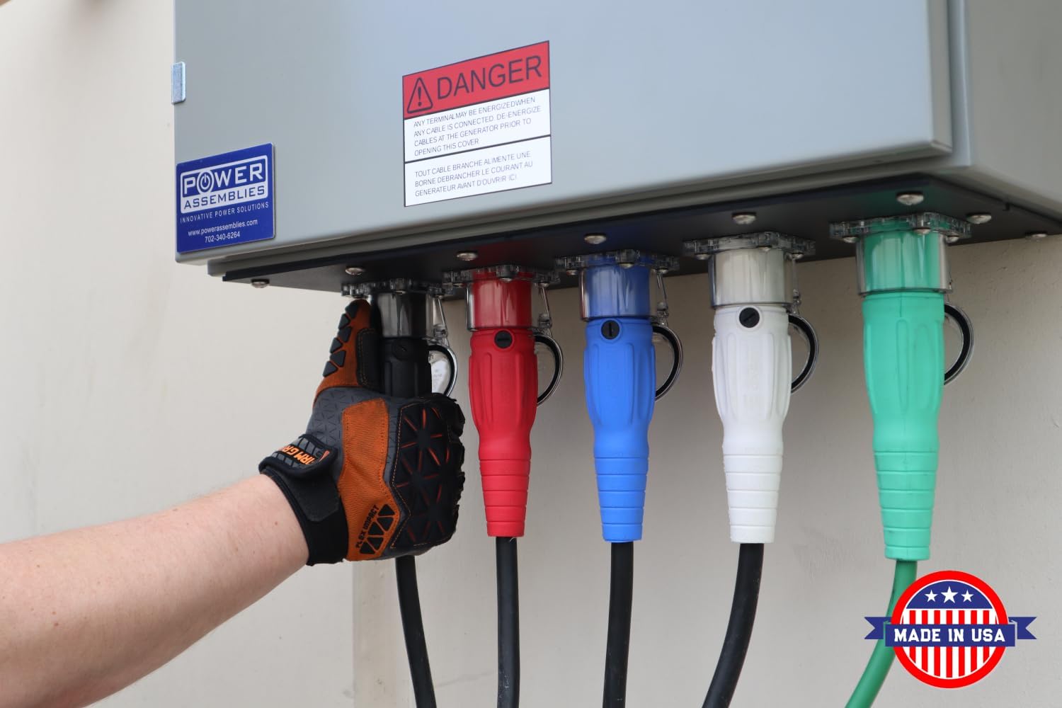 Type SC Entertainment and Stage Lighting Cable, 5 Wire Banded Set (4) #2 and (1) #6 SC Cam Lock Cord, 25 FT - Image 2