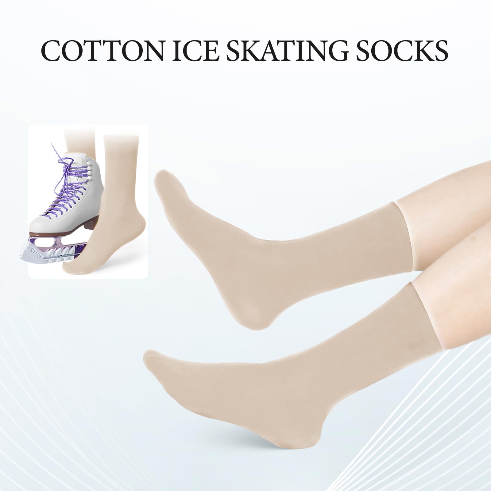 Perfeclan Calcetines para Patinaje sobre Hielo, Color Sólido, Algodón Suave