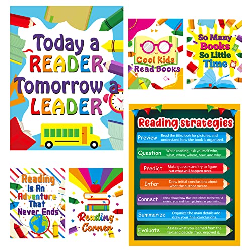 ArowlWesh 6 Stück Leseposter für Klassenzimmer, Bibliothek, Dekoration,...