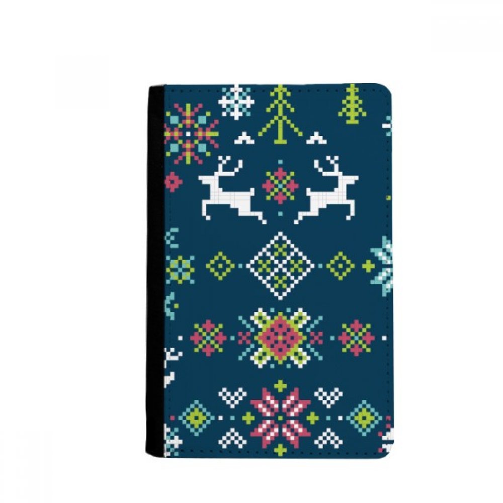 Christmas Flower Deer Snow Pixel Passport Holder Notecase Burse Wallet Cover Card Purse
