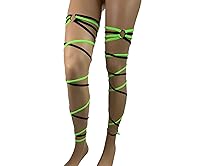 Vista 2 de Leg Wraps for Rave Dancing Music Festival Pair of Non-Slip Garter Thigh String Neon Green Black Exotic Dancewear Gartinis Rave Outfits