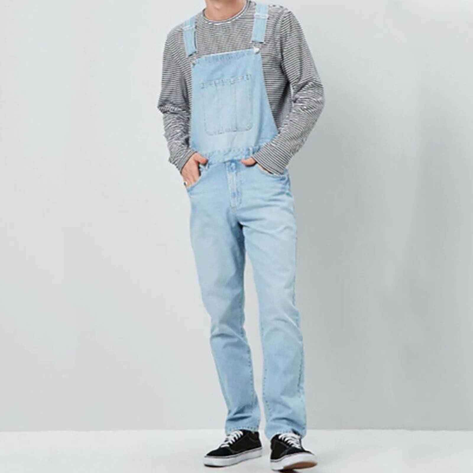 Latzhose Herren Denim Overalls Vintage Jeanshose Vielseitiger Cargojeans Retro Jumpsuit Modisch Arbeitshose Blau Arbeitslatzhosen Loose Fit Latzanzug Einfache Jeanslatzhose mit Taschen