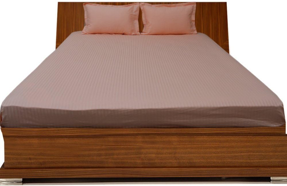 LaxLinen 600-Thread Count Super Soft Quality 100% Egyptian Cotton 1Pc Fitted Sheet 15 Inch Extra Deep Pocket with 2Pc Pillow Case Twin/Single Bed Size, Olive/Moss Stripe