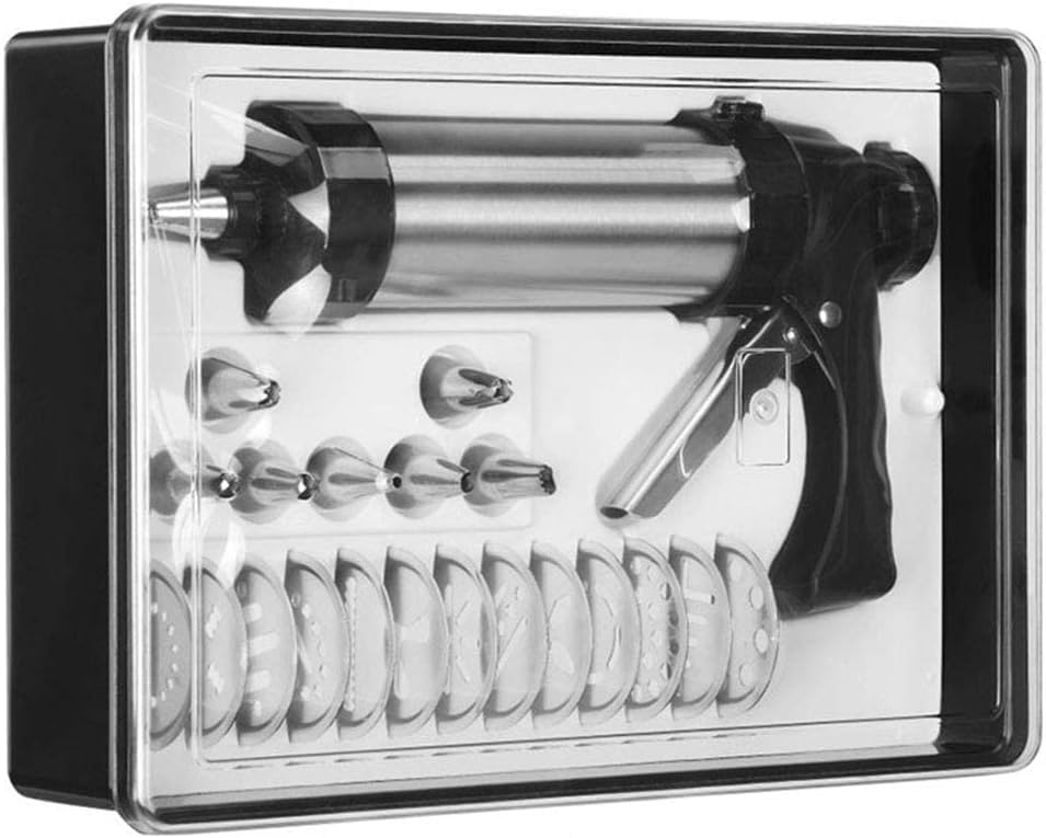 Silk Route - Cookie Press Gun Kit for DIY Cookie Maker and Decorating with 8 Icing Nozzles and 13 Molds
