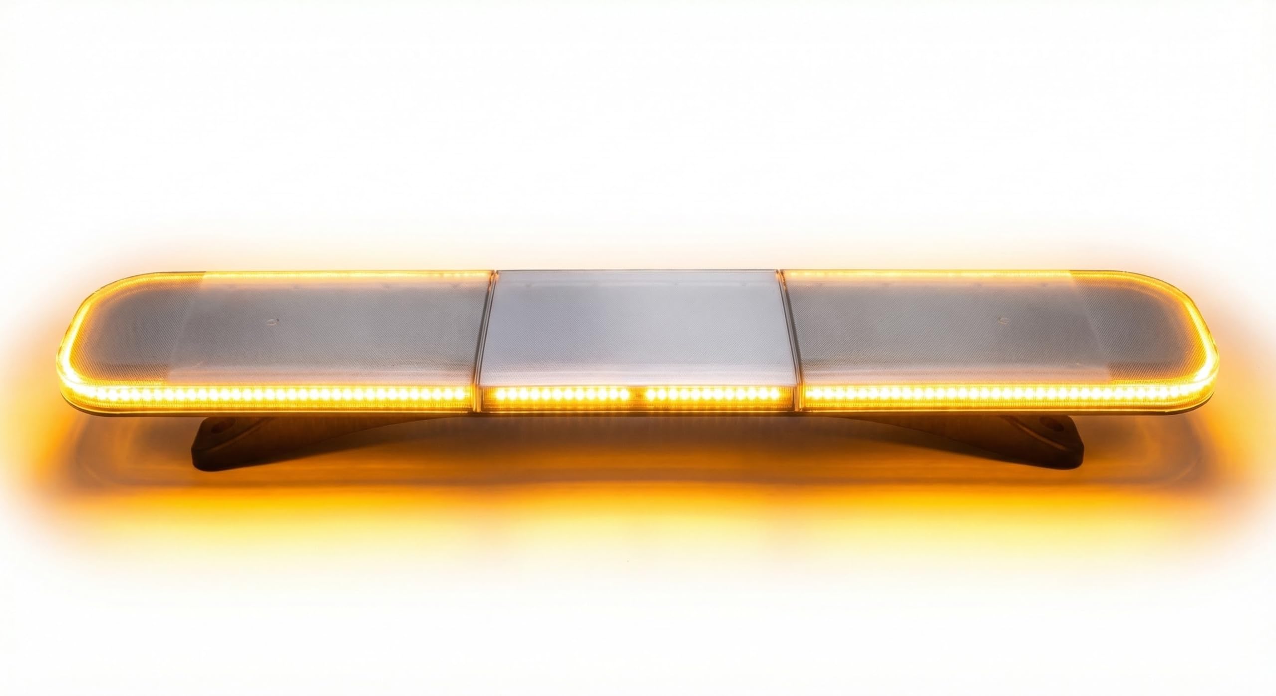 Ryme Automotive Puente LED Emergencia 1.200 mm Bicolor Ámbar/Azul – Homologado ECE R65 TA2/TB2 – 12V/24V – 28 Funciones – Lente Clara – IP66