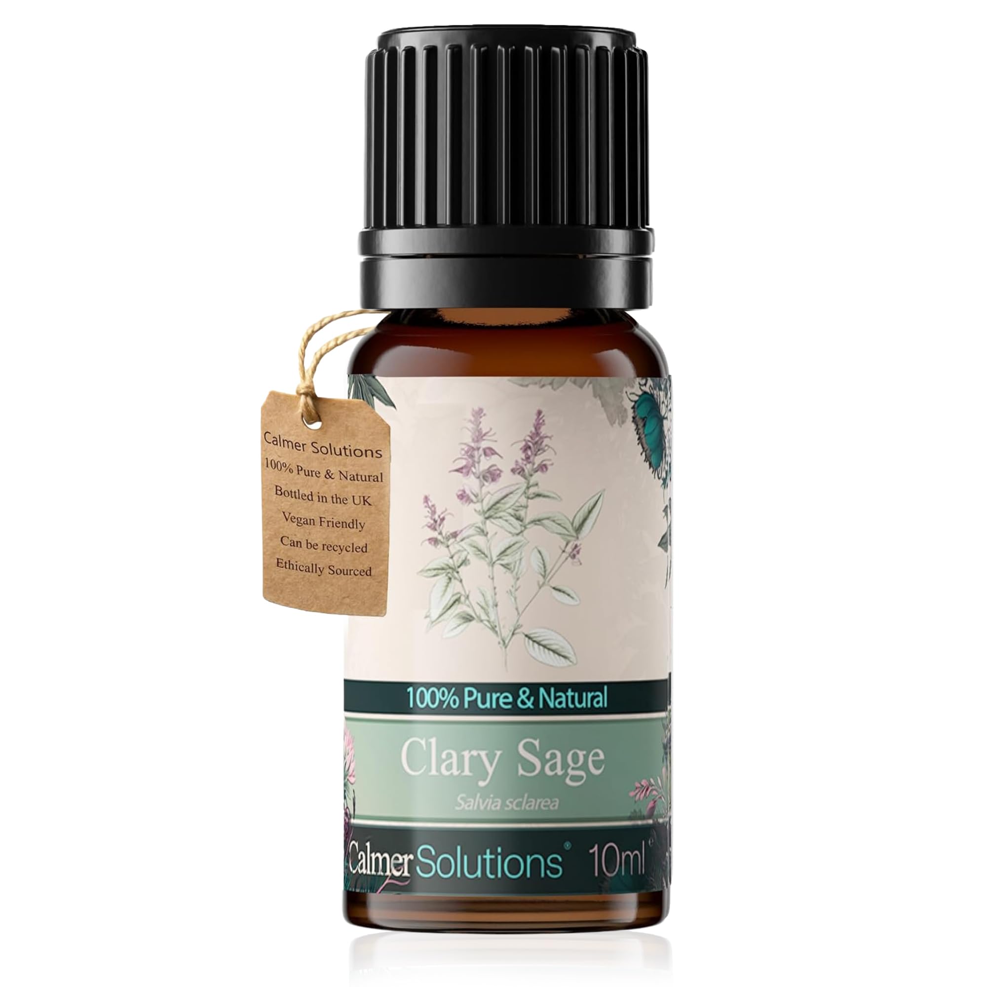 Calmer Solutions Clear Clary Sage Essential Oil 10Ml – 100% Pure & Natural Salvia Sclarea Oil – Steam Distilled Aromatherapy Oil – Uk Made Herbal Floral Essential Oil For Diffuser, Oil Burner & Home Scent