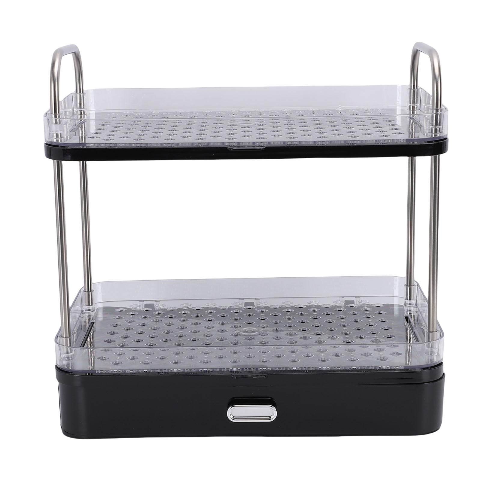 2-stufiger Kaffeebecher-Becherhalter aus PET-Edelstahl, Kaffeestations-Organizer mit Abnehmbarer Abtropfschale, Platzsparendes Regal für Kaffeezubehör, Küchengewürzgläser, (BLACK)