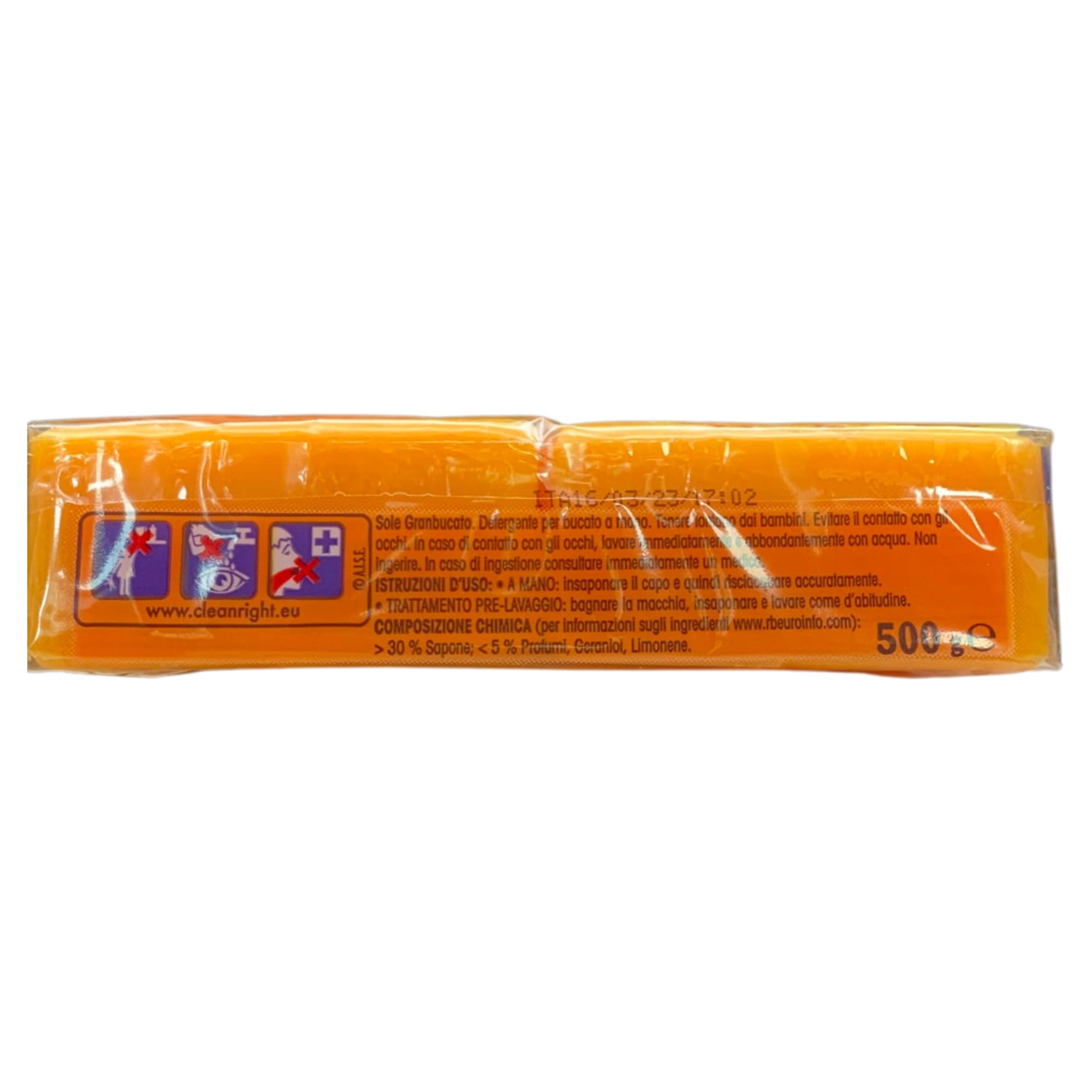 Sapone Sole GRANBUCATO, Ottimo Per Prettattare, Rimuove Le macchie, Rispetta i Tessuti, Con Sapone Di Origine Naturale 500g (4 Unità)