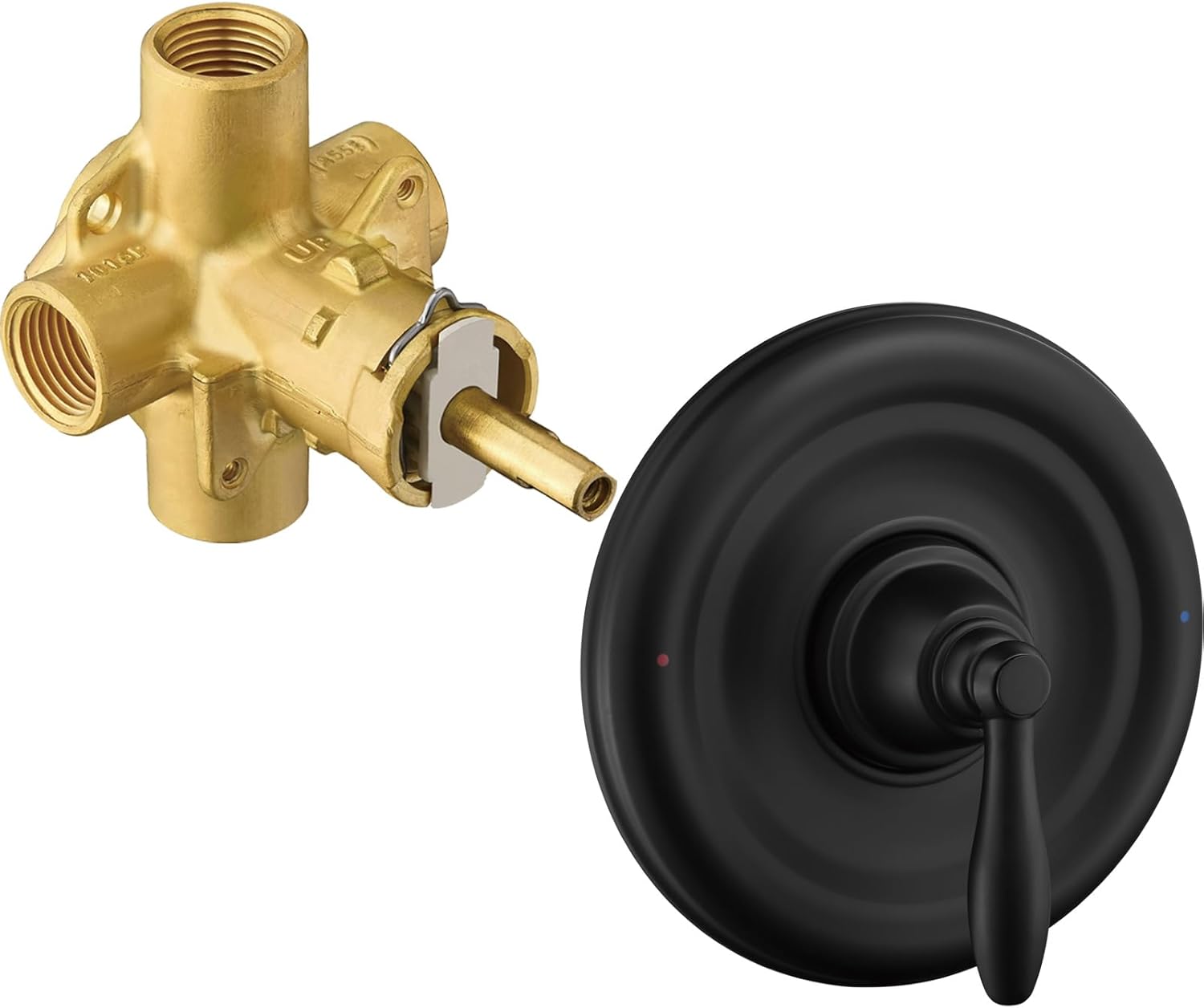 Tearel Replacement for Moen Posi Temp Shower Valve and Trim Kit, Complete Set for Tub and Shower Faucet, Includes Valve Body, Handle, Escutcheon Plate, Matte Black