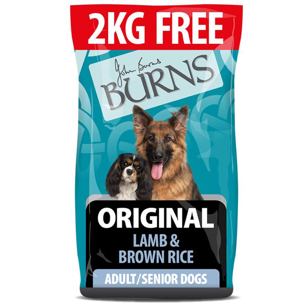 Burns Pet Nutrition Hypoallergenic Complete Dry Dog Food Adult and Senior Dog Original Lamb and Brown Rice 12kg + 2kg