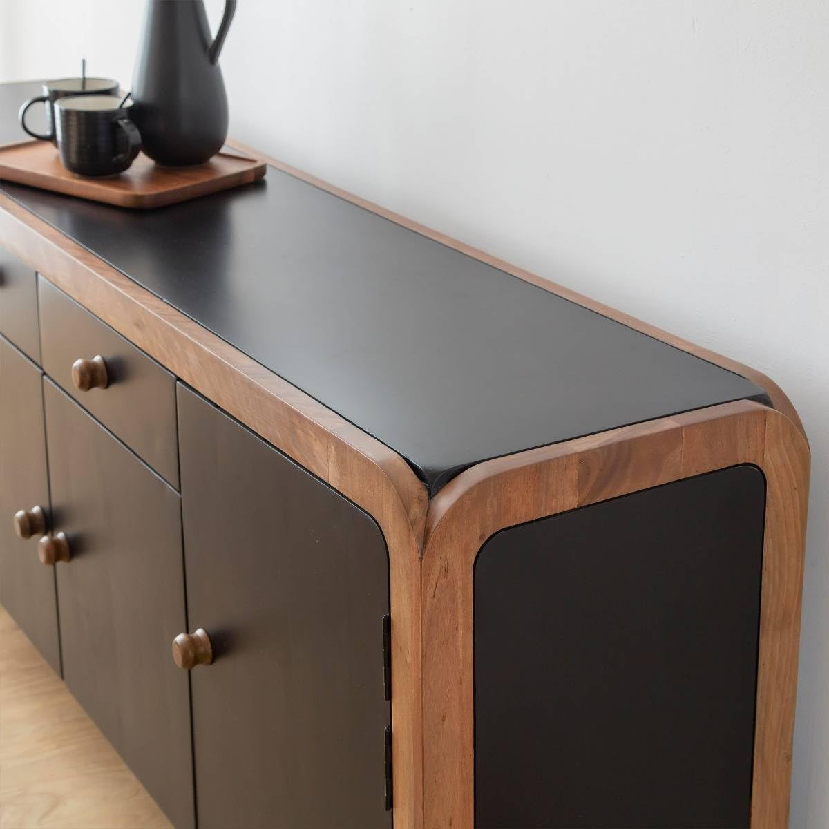 Generico Mobile Buffet in Legno 177x38x75 cm Nero e Naturale