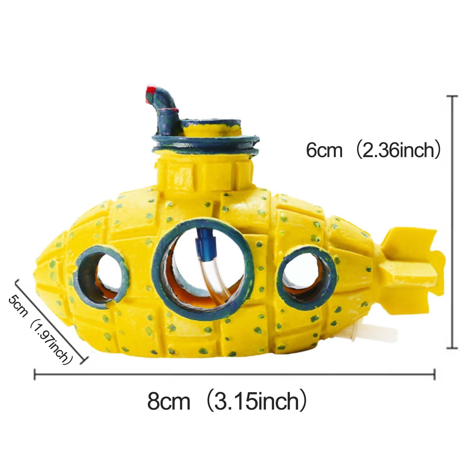 Moonorange Aquarium Air Bubbler Decoration, Realistic Submarine Ornament for Aquarium Fish Tank (Submarine-Yellow)