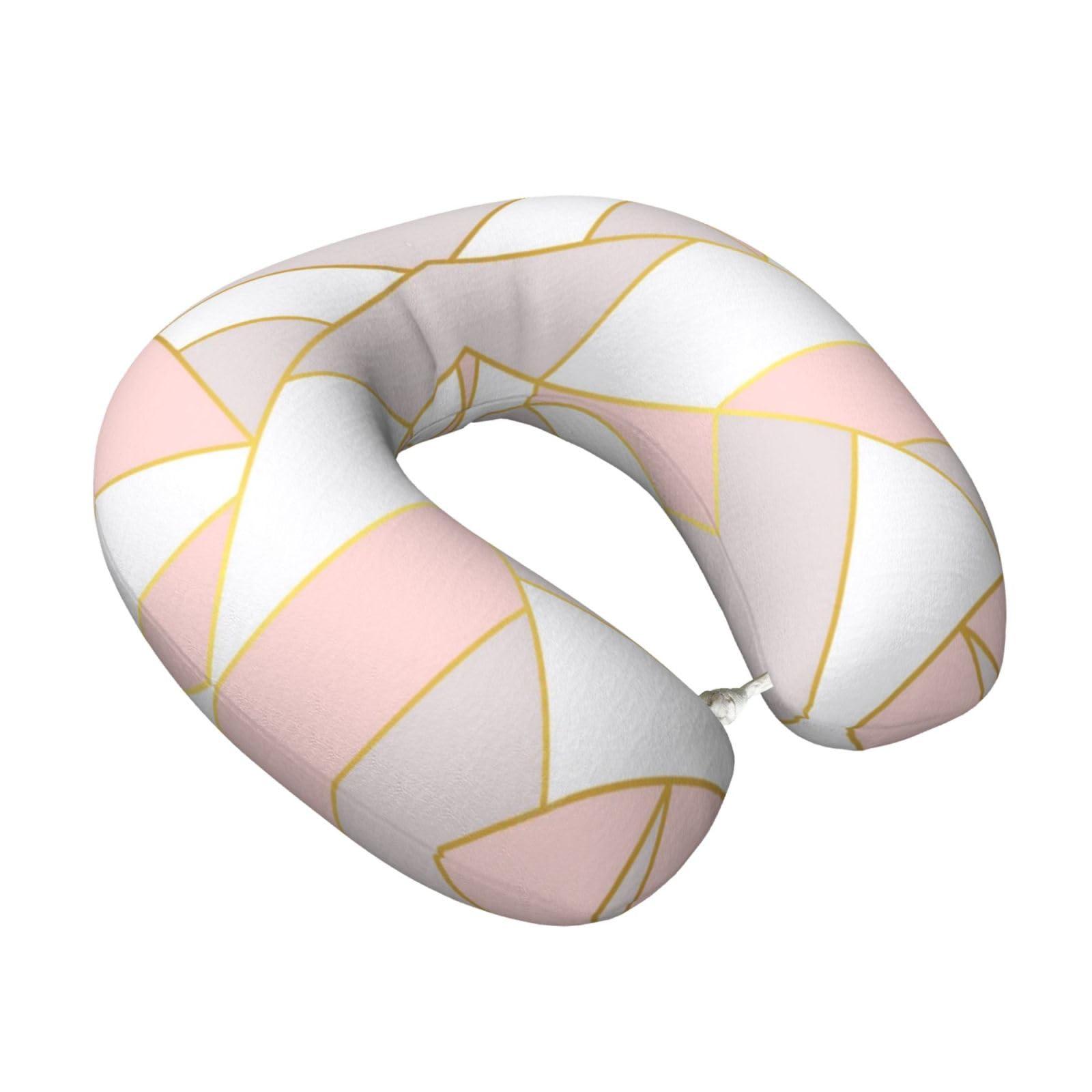 LKYMOH Pink Gray Geometric, Travel Neck Pillow U-Shaped Memory Neck Support Soft Comfortable With Washable Cover For Airplane Car Traveling and Office