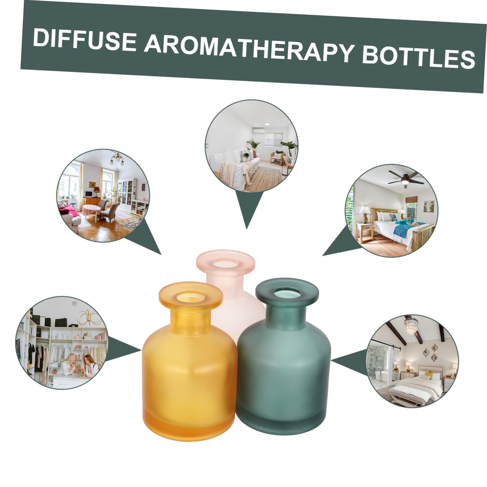 Luxshiny 3 Pezzi Diffusore Decorativo e in di Essenziali Oli Cilindrico da Vetro 130ml Riutilizzabile, Raffinato Bastoncini Profumati Senza Fiamma per Ufficio e Soggiorno