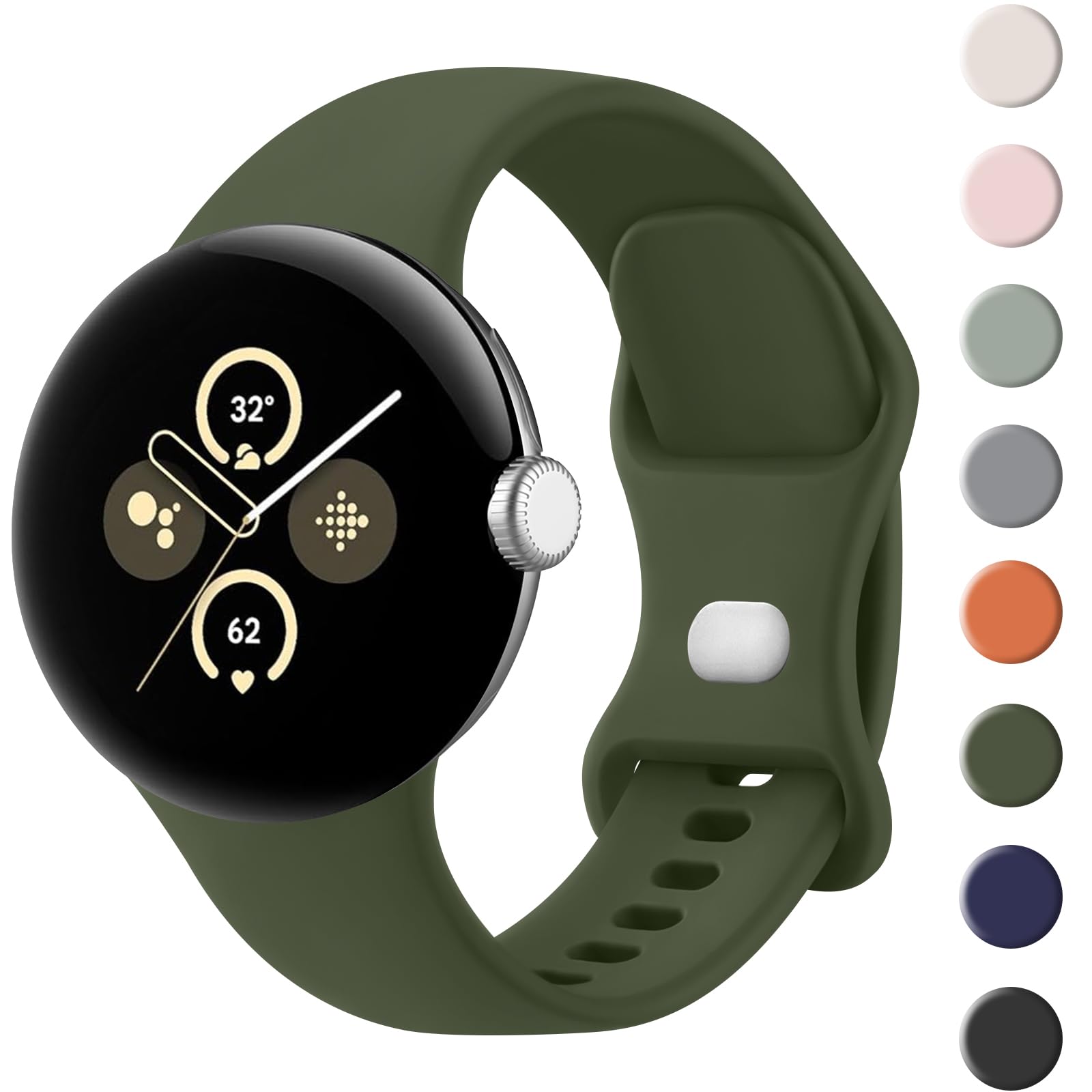 Vancle Bands Compatible with Google Pixel Watch - Silicone Waterproof Sport Replacement Straps for Women & Men