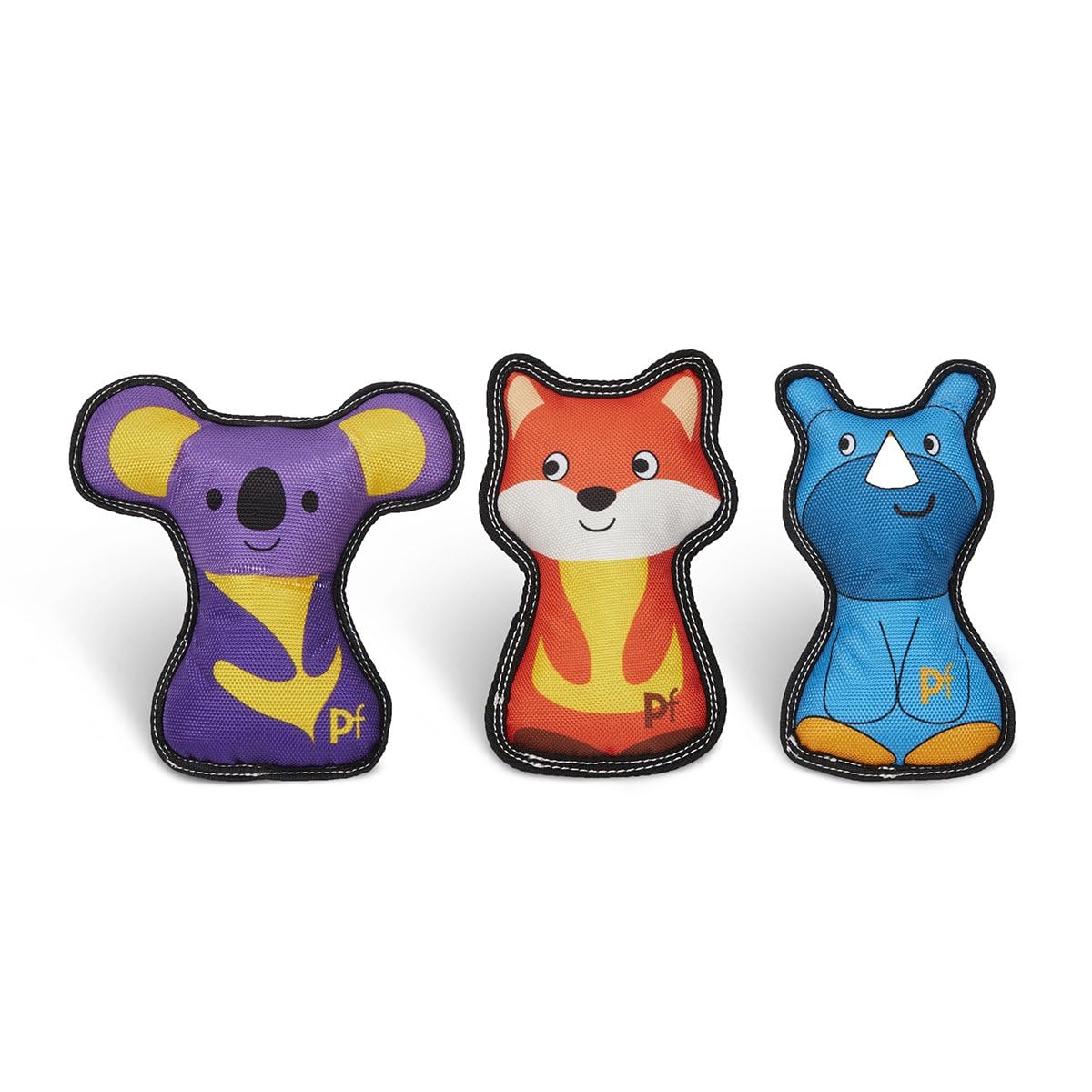 Surrey Feed Squeaky Dog Toys Variety Pack - Koala/Rhino/Fox (Pack of 3), grey
