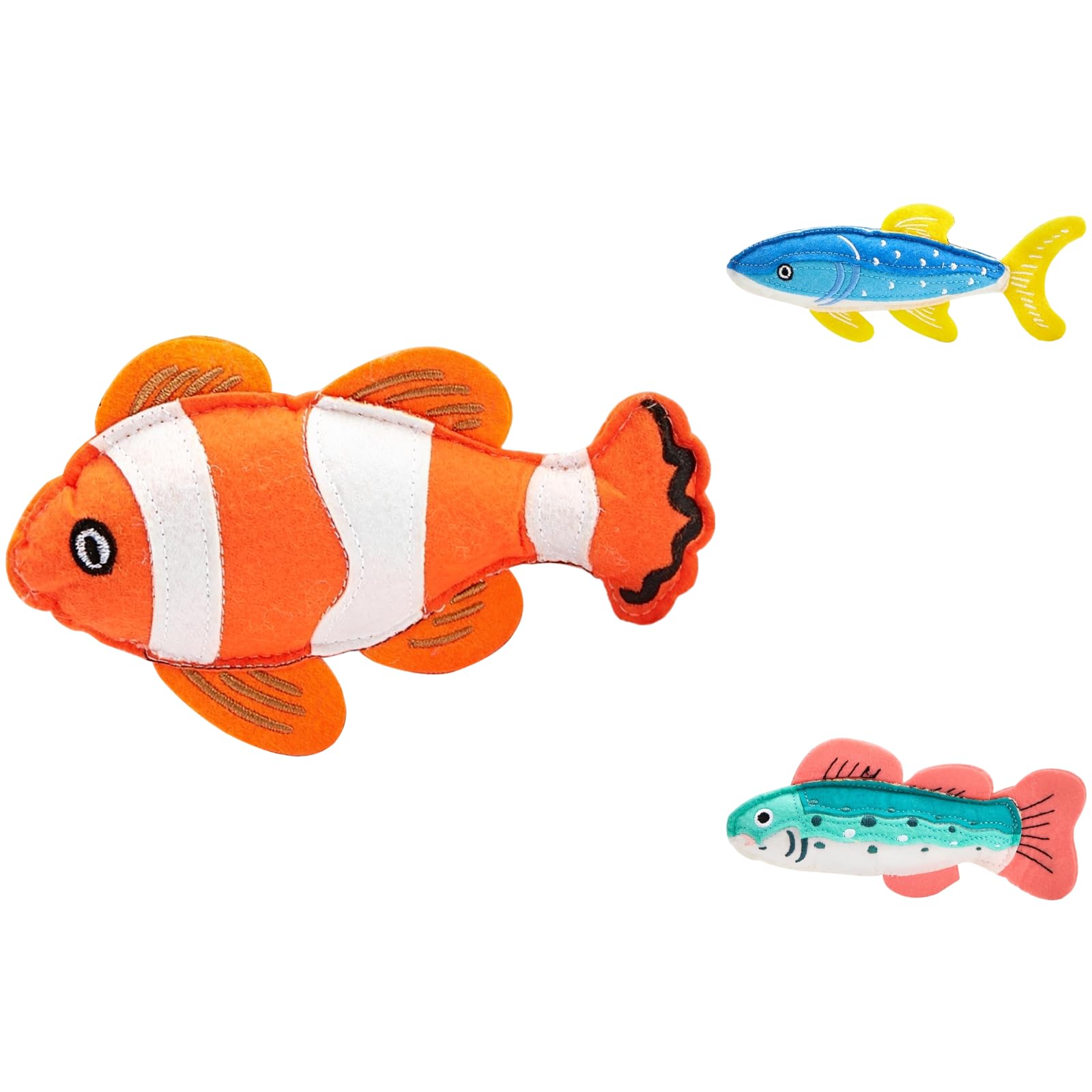 Generisch Set di 3 giocattoli in feltro con erba gatta, giocattolo da masticare realistico per gatti, cura dentale per gattini, gioco interattivo, blu e rosa, arancione, blu e giallo