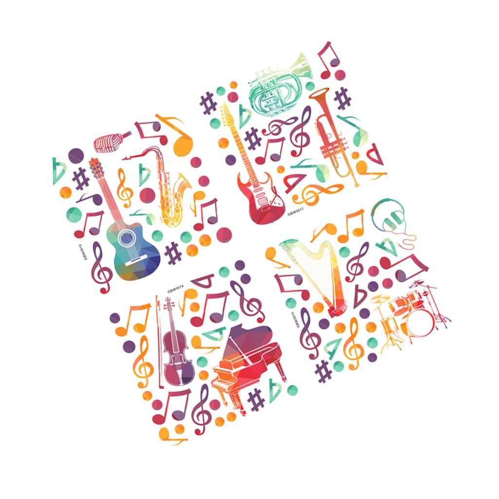 DOITOOL Lot De 3 Autocollants Muraux En Vinyle Motif Notes De Musique Faciles À Décoller Et À Coller Pour Décoration De Salle De Classe 4 Pièces X 3