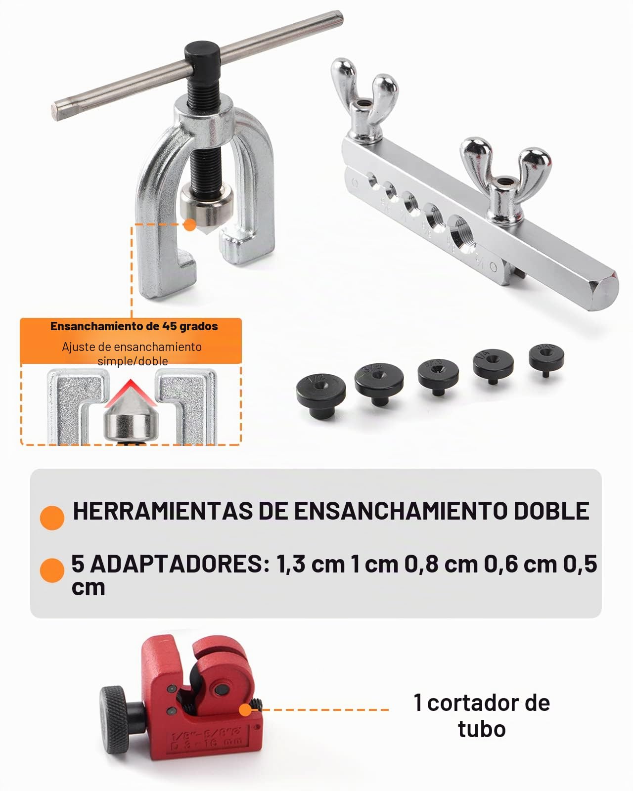 Herramienta Abocardar Tubos Freno, 7m Ø 4,75mm Tubo de Freno Cobre-Níquel Kit (16 Conexiones de Tornillo + 4 Conectores)