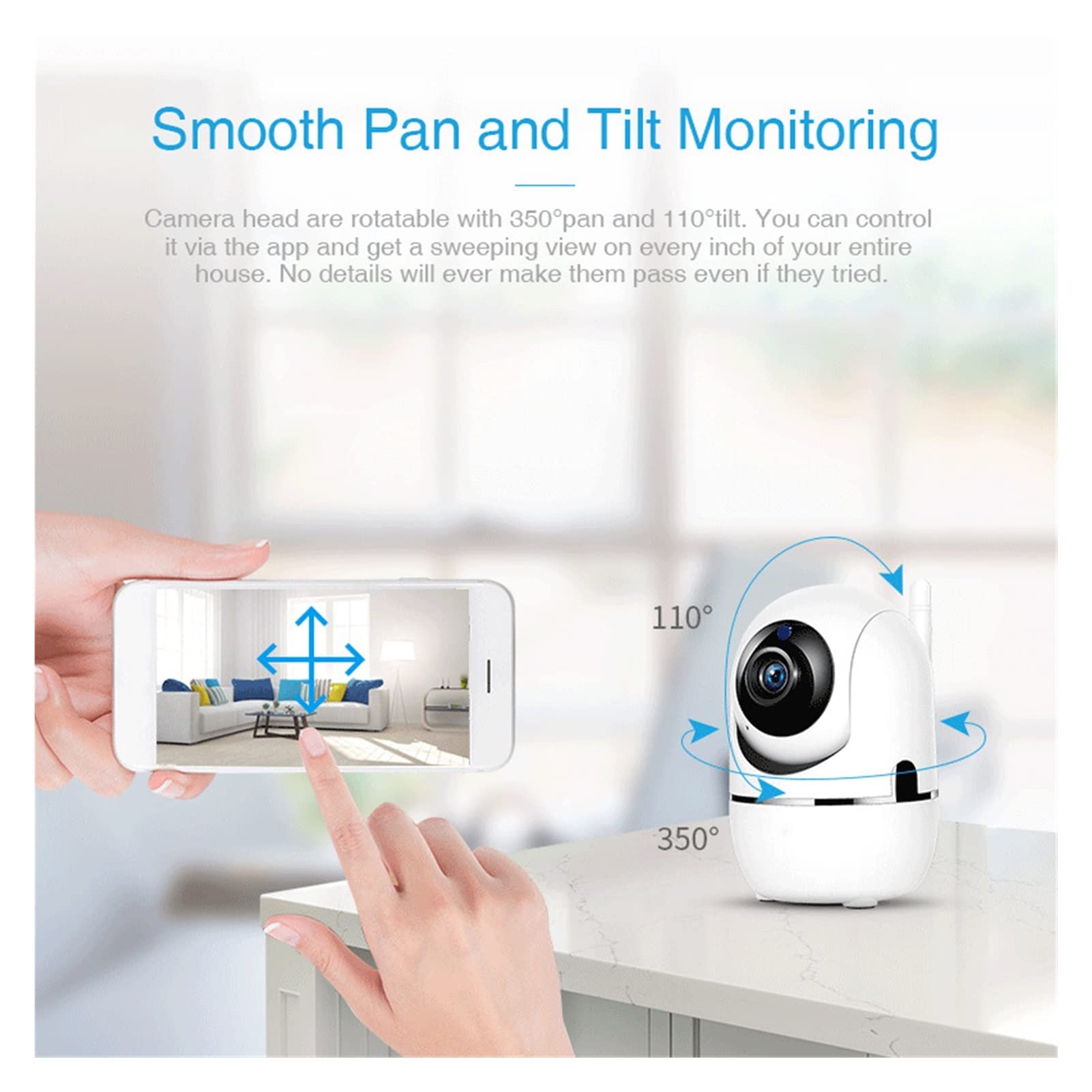 Telecamera per Interni Fotocamera da Interno 1080p Cloud HD IP. Telecamera WiFi Auto Tracking Telecamera Vision Security Security Home Camera (Color : 1, Size : 1080P White)