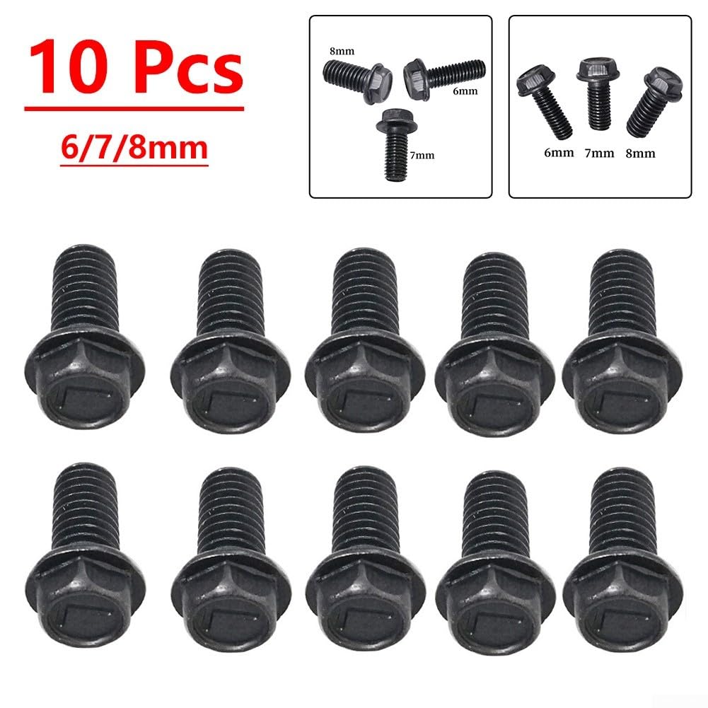 10 viti per lama per sega, M6, M7, M8, filettatura sinistra, in acciaio al carbonio, flangia esagonale, zincate, per parti di macchine da taglio (6 mm)