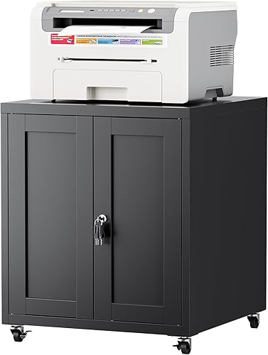 Miniatura 8 de Soporte de impresora grande con almacenamiento y cerradura, gabinete de impresora 3D resistente, mesa de impresora para oficina en casa con puertas