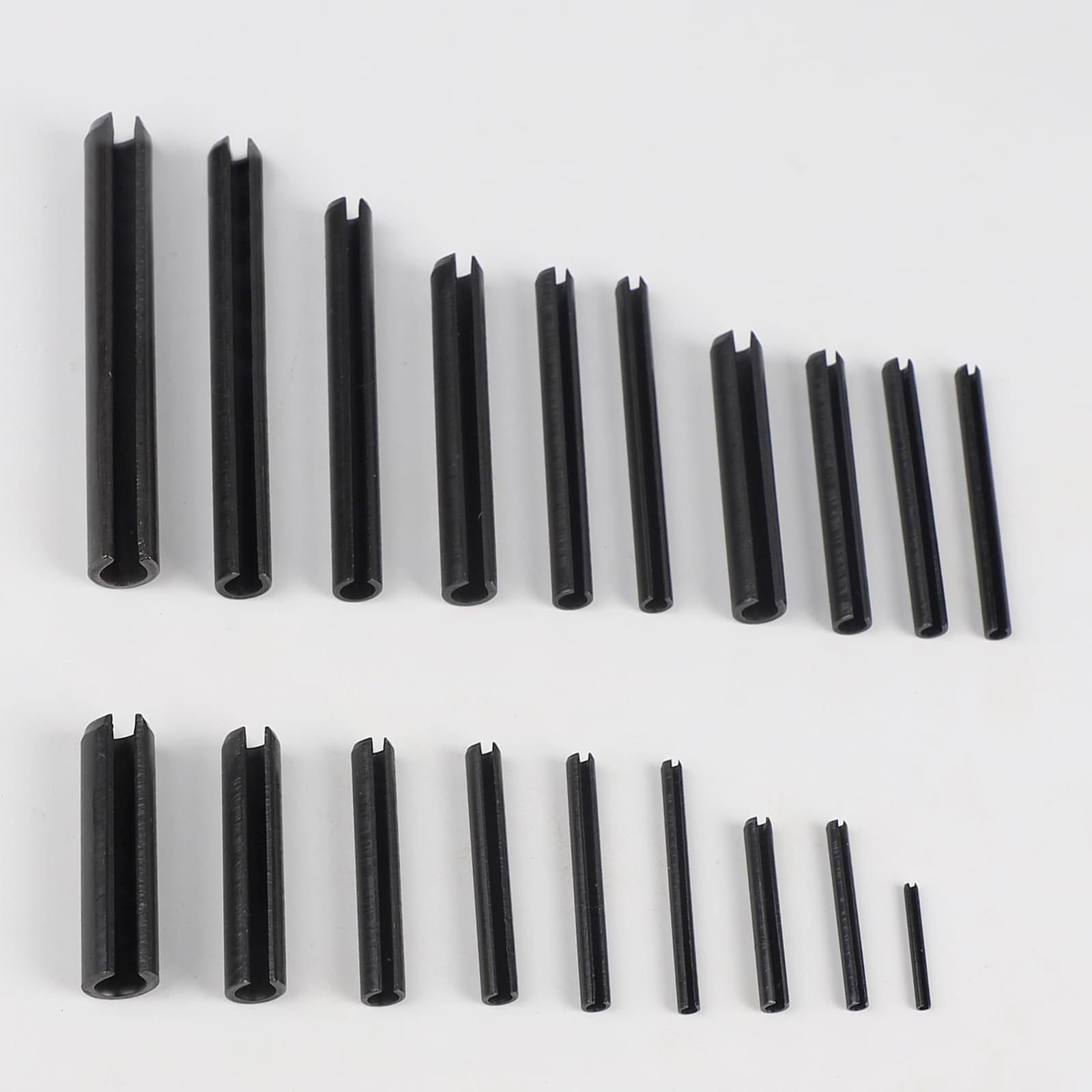 450 Pezzi Spine Elastiche Acciaio Inox, 19 Dimensioni Perno di Tensione a Molla Nero Ø 2.0-10mm, con Scatola di Plastica