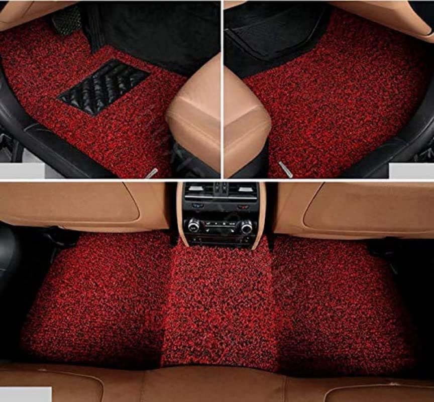 Image of CARNEST Premium Grass PVC Mats, 18mm Thickness, 100% Waterproof and Dustproof Car Floor Foot Mats, Universal Fit in All Cars, Compatible for Verna (2011-2016) All Weather Car Mat, Red
