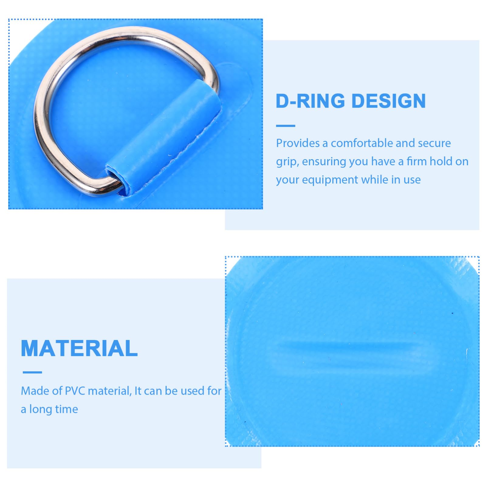 Supvox Surf-D-Ring-Schnalle aufblasbare Bretter Kajak Getränkehalter aufblasbares Kanu Meeresseil aufblasbares Sitzkissen Griffe Bootsteile D-Ring-Patch für Schlauchboote PVC Blue