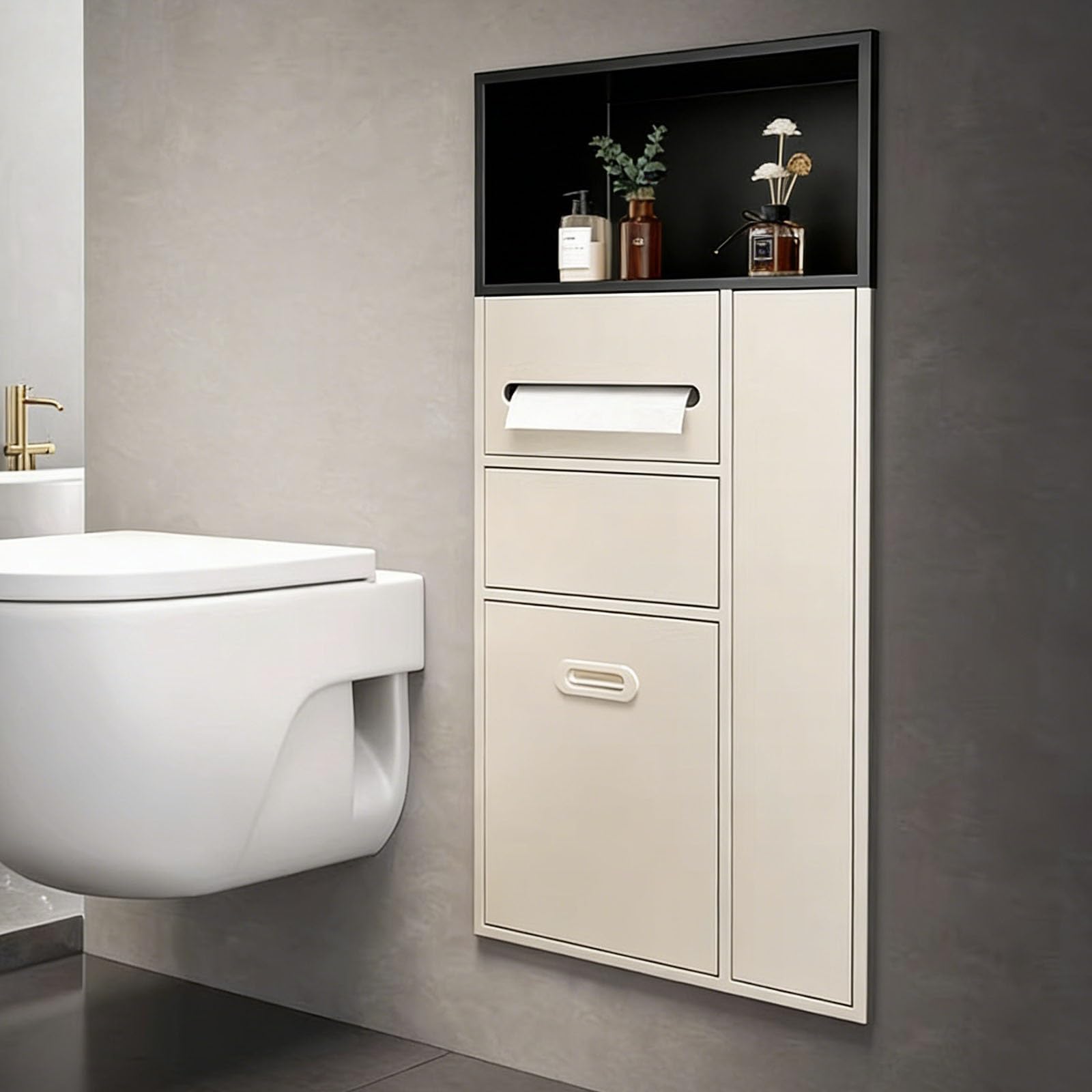 Cubo de basura 4 en 1 para baño de acero inoxidable 1
