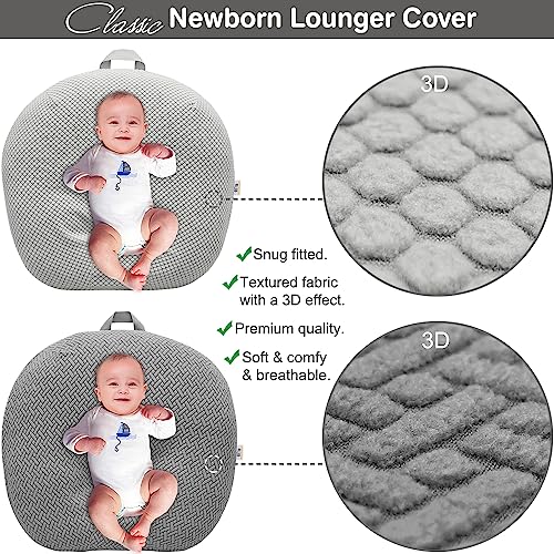 Image of Strechy Newborn Lounger Cover, Removable and Ultra Soft Sung Fitted Baby Lounger Slipcover by BlueSnail (2 Pack, Gray+Light Gray)