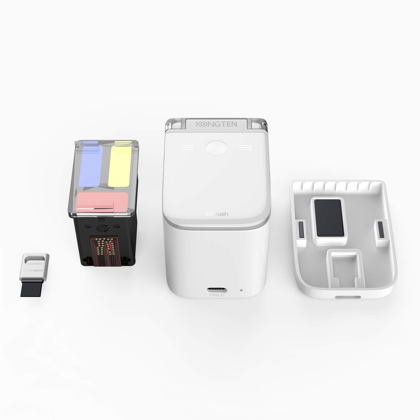 GuliTech mini Inkjet Handheld Printer Portable Mobile Mini Color Printers Customized Code Label Symbol Pattern Printing Machine Tattoo Printer(Kongten 2 Color cartridge)