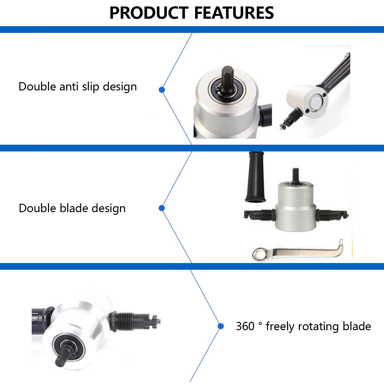 Professionale Doppia Testa Metallo Copriletto Roditrice Cutter Trapano Rotazioni di 360 Gradi Libera Strumento di Taglio Per Piastra di Metallo
