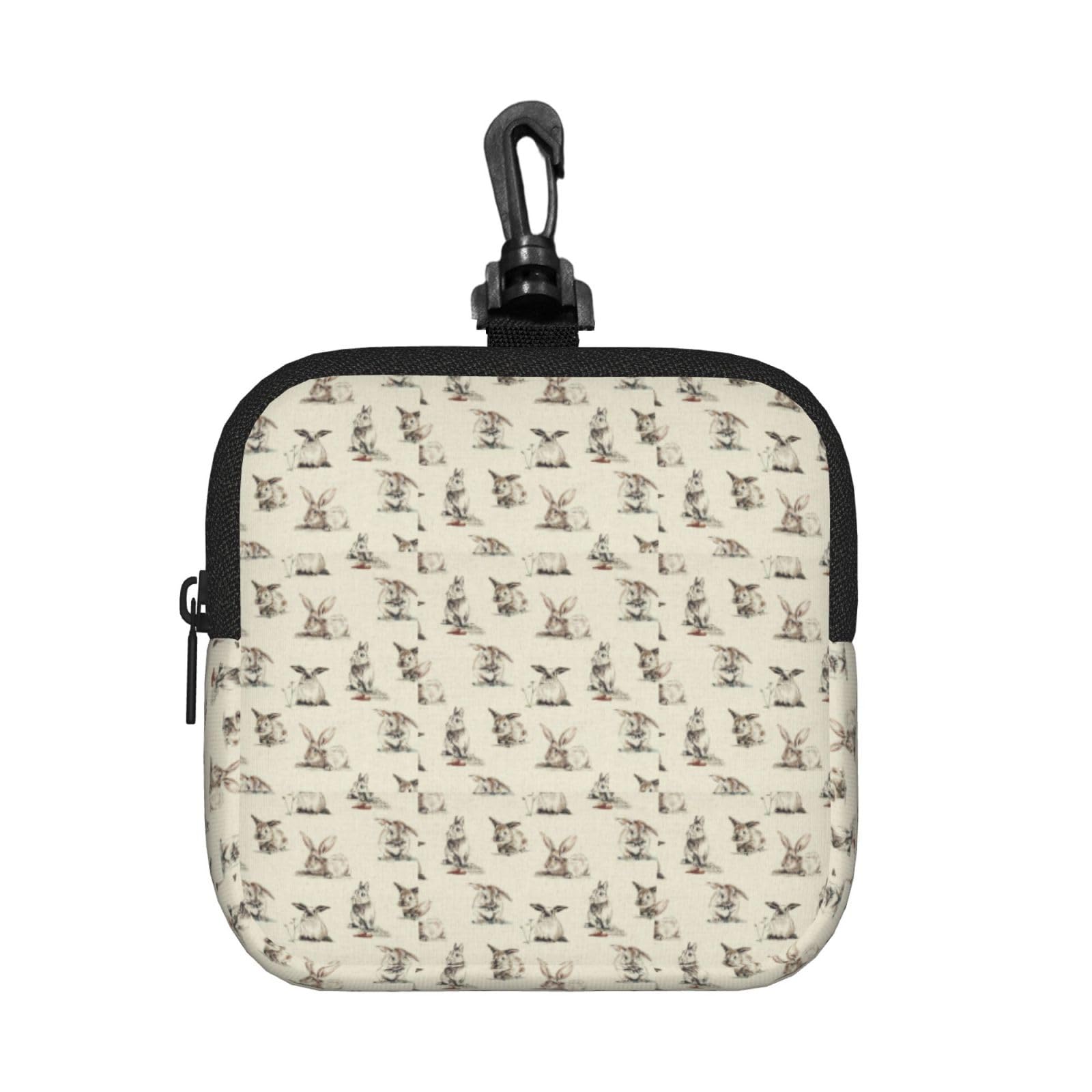 Rabbit Background Print Square Storage Bag Travel Toiletry Cosmetic Organizer Pouch Lightweight Reusable