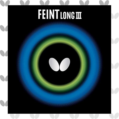 Butterfly Feint Long III - Hoja de goma para tenis de mesa, OX, 0.020 in, 0.043 in o 0.051 in, esponja roja o negra, 1 hoja de goma de tenis de mesa