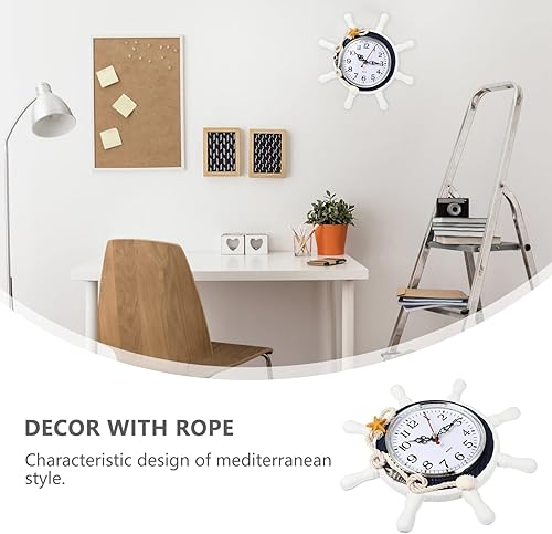 Miniatura 7 de Silencioso estilo mediterráneo reloj de pared cuerda decoración de pared náutico Mships reloj para sala de estar al azar