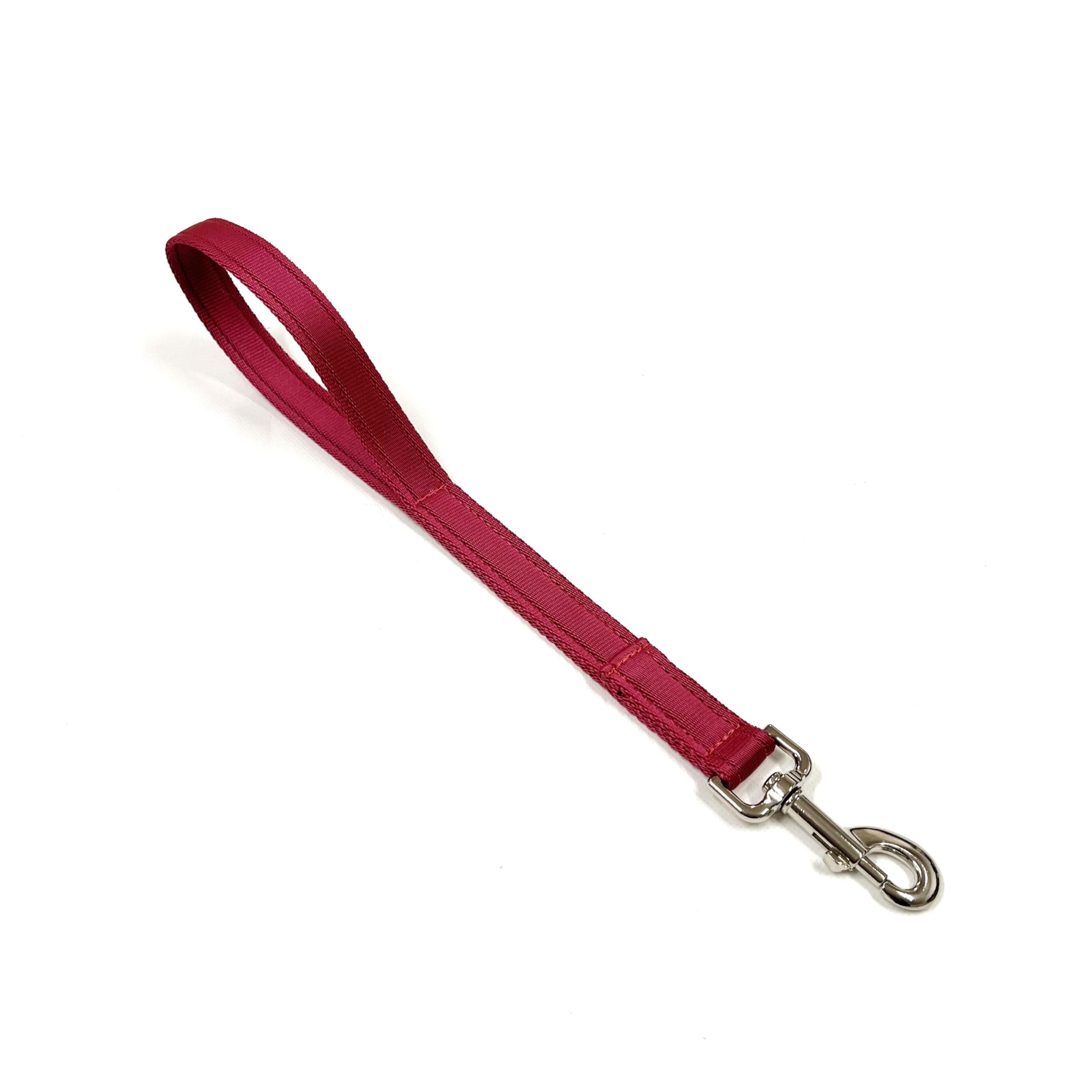Short Close Control Dog Lead Training Walking Leash Traffic Quick Grab Handle 25mm Cushion Webbing (Burgundy, 20 Inches)