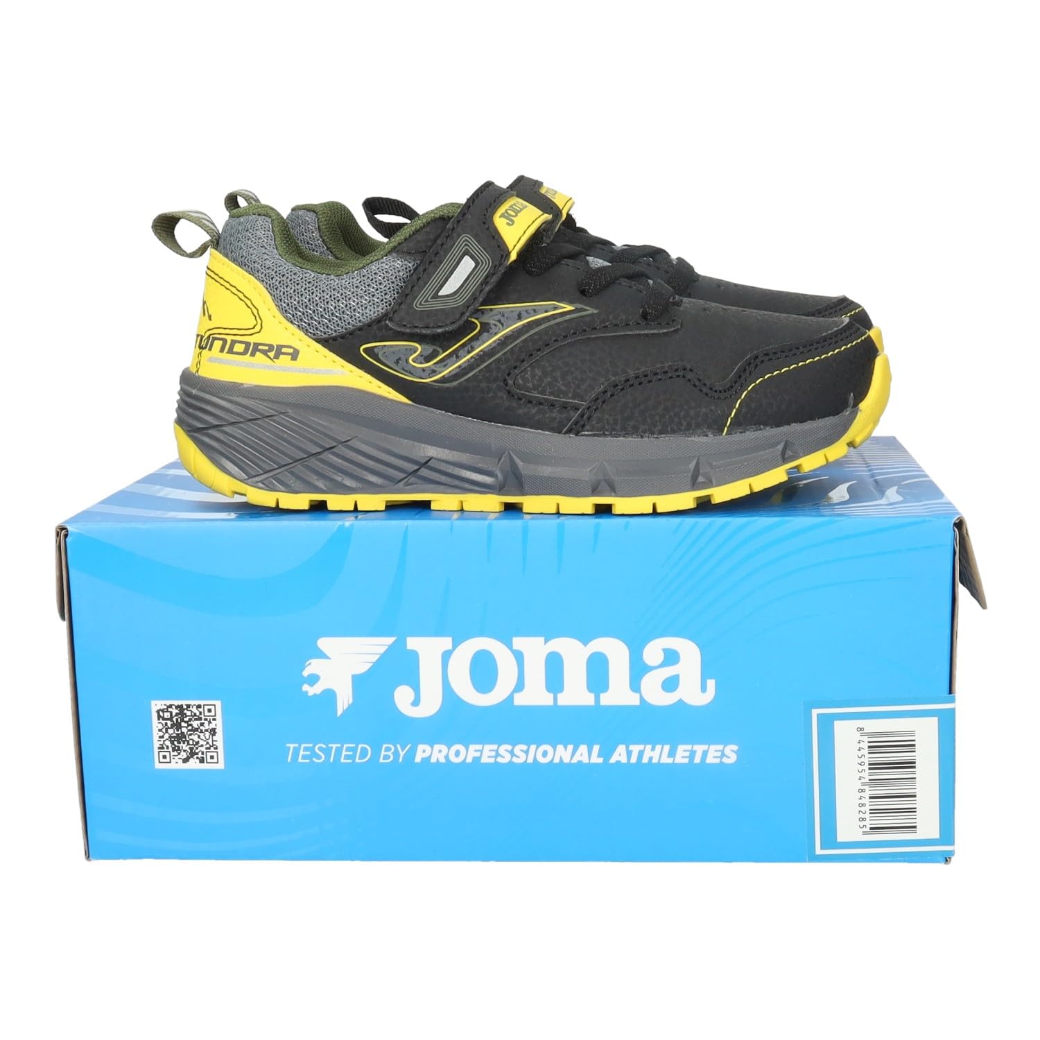 Joma Tundra Jr Scarpe da bambino nere e gialle con lacci e velcro