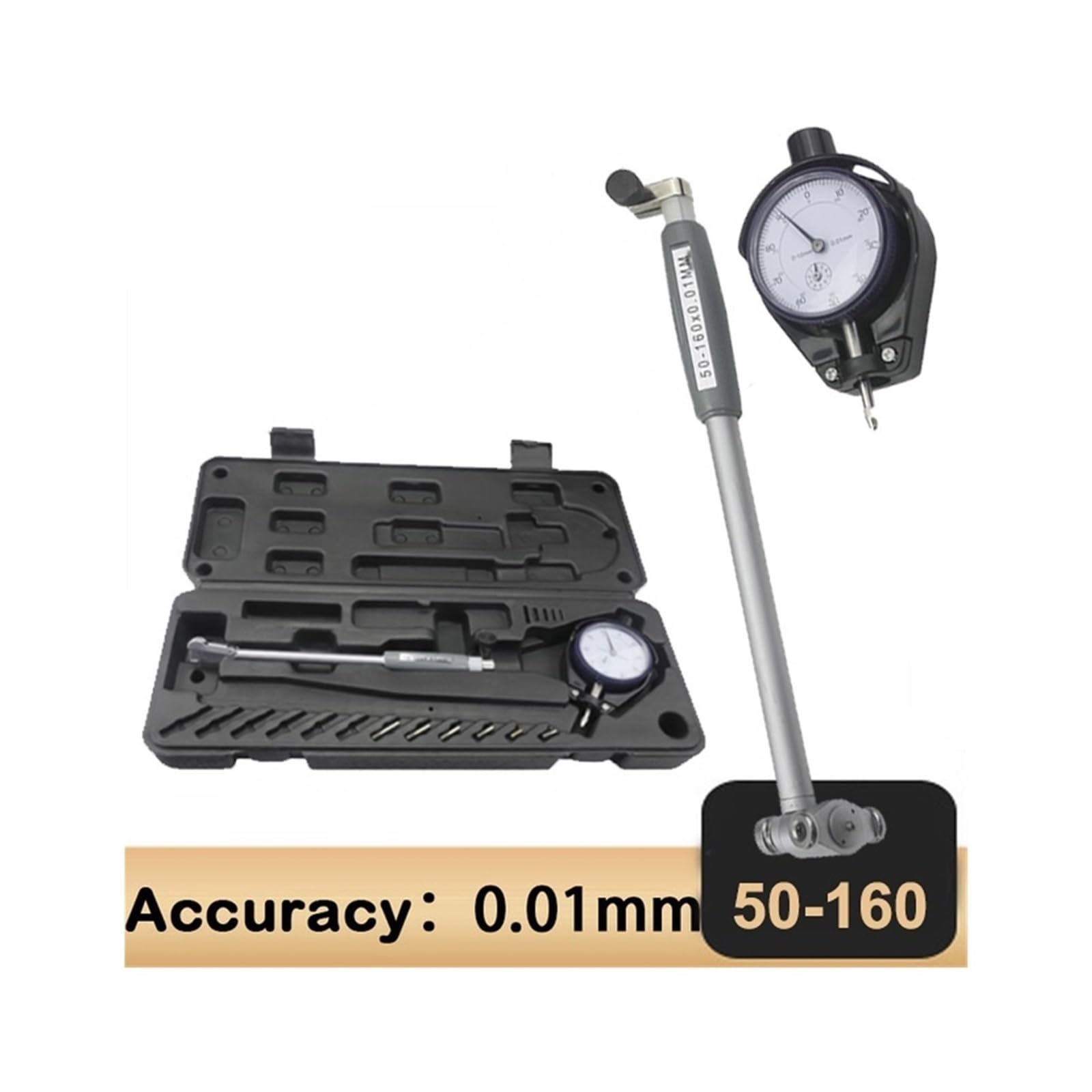 Reloj comparador Diámetro del orificio Calibre de cuadrante digital de 0,001 mm, 18-35 mm, 35-50 mm, 50-160 mm/0,01 mm, indicador de cuadrante de anillo central, micrómetros, herramientas de medición(