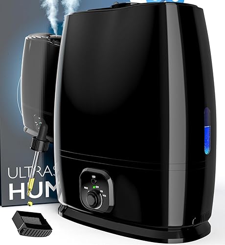 Everlasting Comfort Cool Mist Humidifiers for Bedroom 6L - Humidifier Large Room No-Filter, Quiet Air Humidifier for Plants, Baby, Allergies, Dry Skin, Congestion, 50 Hr Run Time, Easy Clean - B. 6L Black