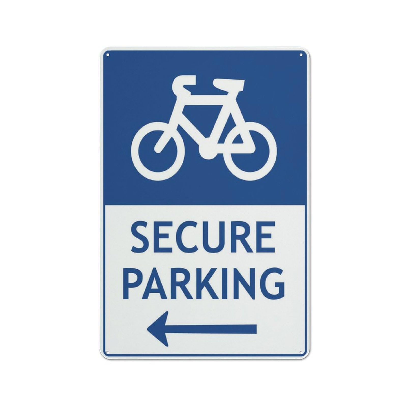 Bike Secure Parking Sign, 8x12 Inch Metal Aluminum, Pre-Drilled Holes for Easy Mounting, Indoor/Outdoor Use for Fence, Door, Gate