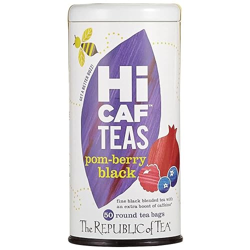 HiCAF Pom-Berry Black Tea, 50 Tea Bags, High in Caffeine