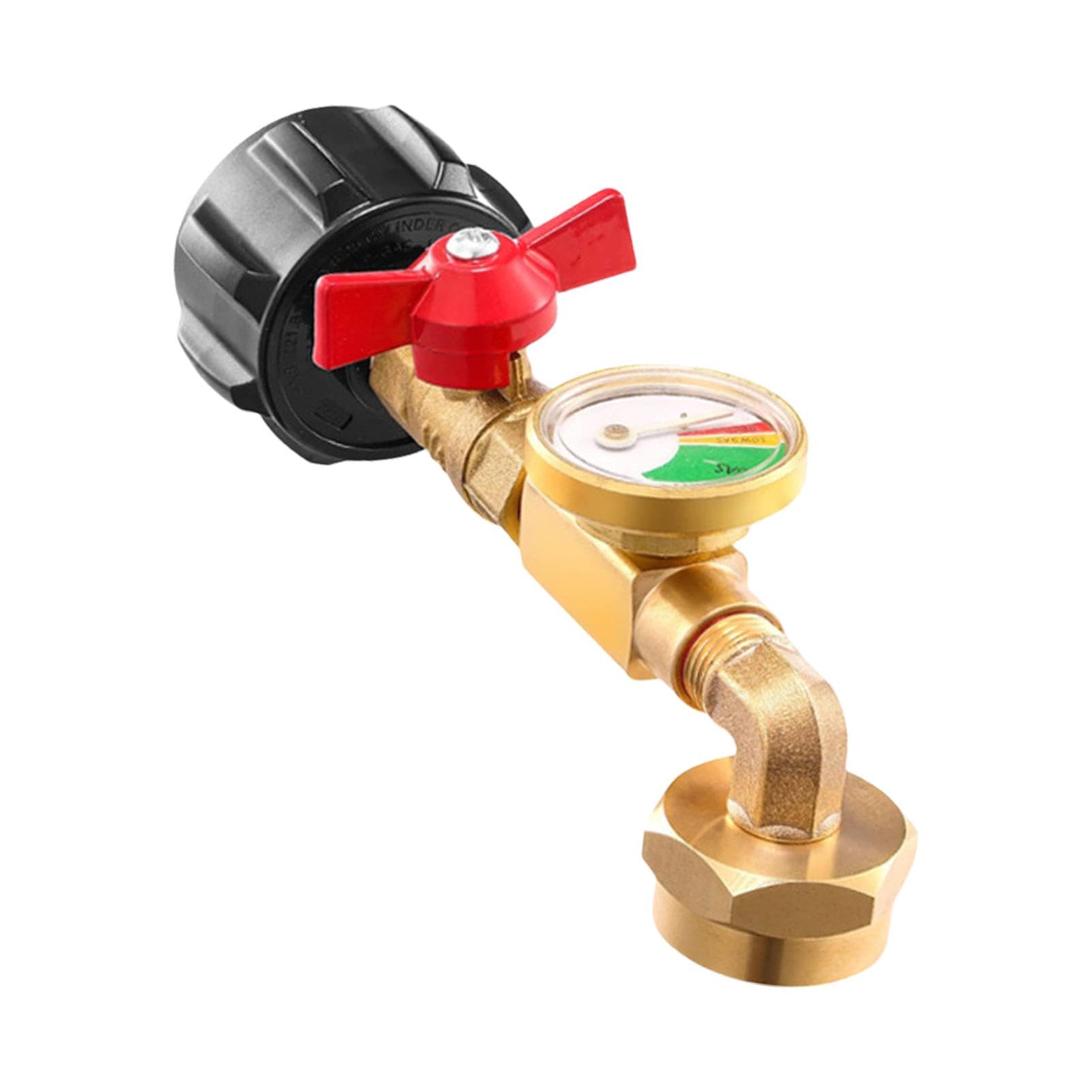 Adaptateur propane 1 lb coude avec jauge en laiton massif pour recharge de bouteille camping